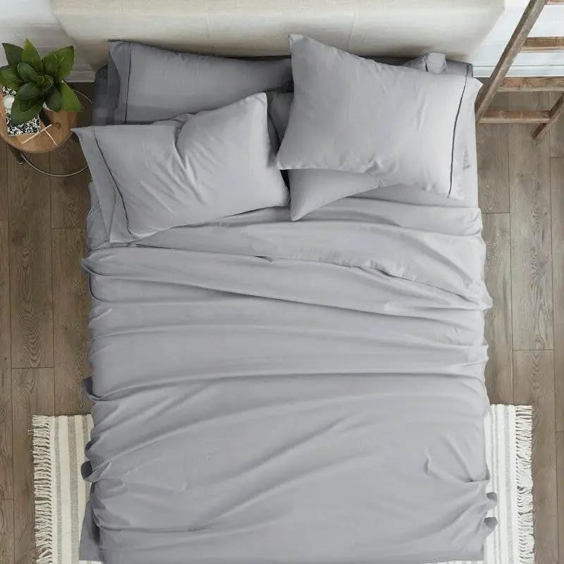 Full size Grey 6 Piece Wrinkle Resistant Microfiber Polyester Sheet Set by HomePacific