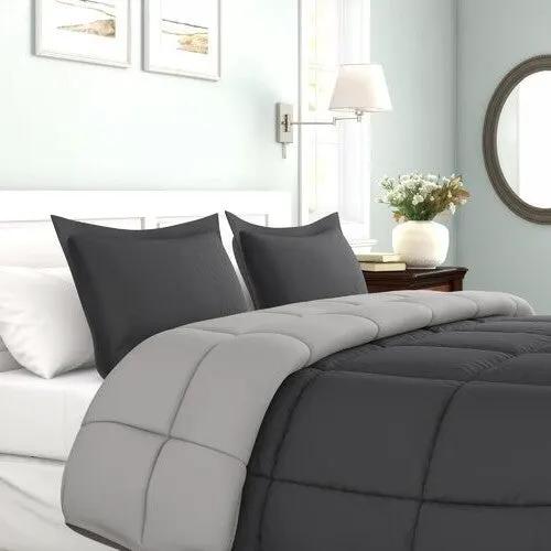 Full/Queen Traditional Microfiber Reversible 3 Piece Comforter Set in Grey by HomePacific