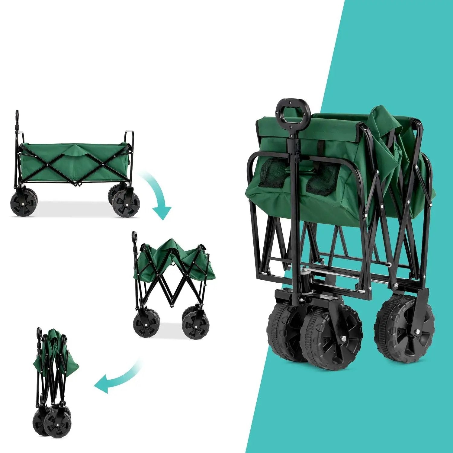 Green Heavy Duty Collapsible Multipurpose Indoor/Outdoor Utility Garden Cart by HomePacific