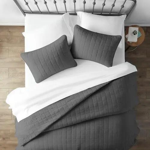 2 Piece Microfiber Farmhouse Coverlet Bedspread Set Grey, Twin/Twin XL by HomePacific