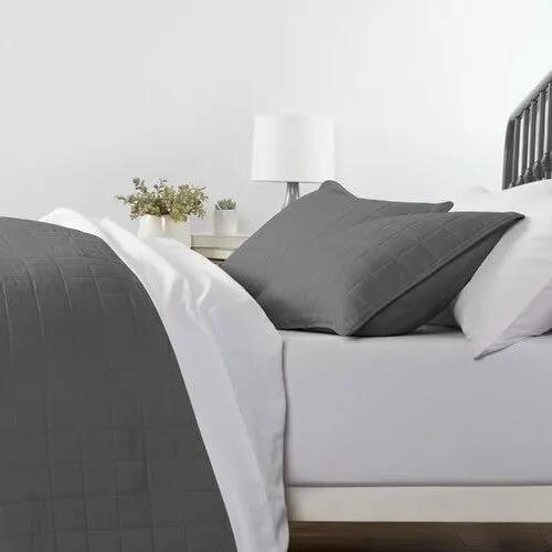 2 Piece Microfiber Farmhouse Coverlet Bedspread Set Grey, Twin/Twin XL by HomePacific