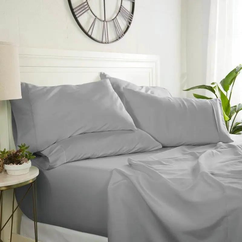 King size Grey 6 Piece Wrinkle Resistant Microfiber Polyester Sheet Set by HomePacific