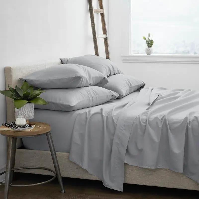 King size Grey 6 Piece Wrinkle Resistant Microfiber Polyester Sheet Set by HomePacific