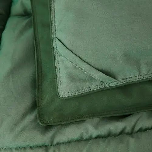King/Cal King Traditional Microfiber Reversible 3 Piece Comforter Set in Green by HomePacific