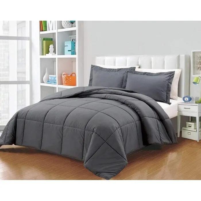 King Size Reversible Microfiber Down Alternative Comforter Set in Grey by HomePacific