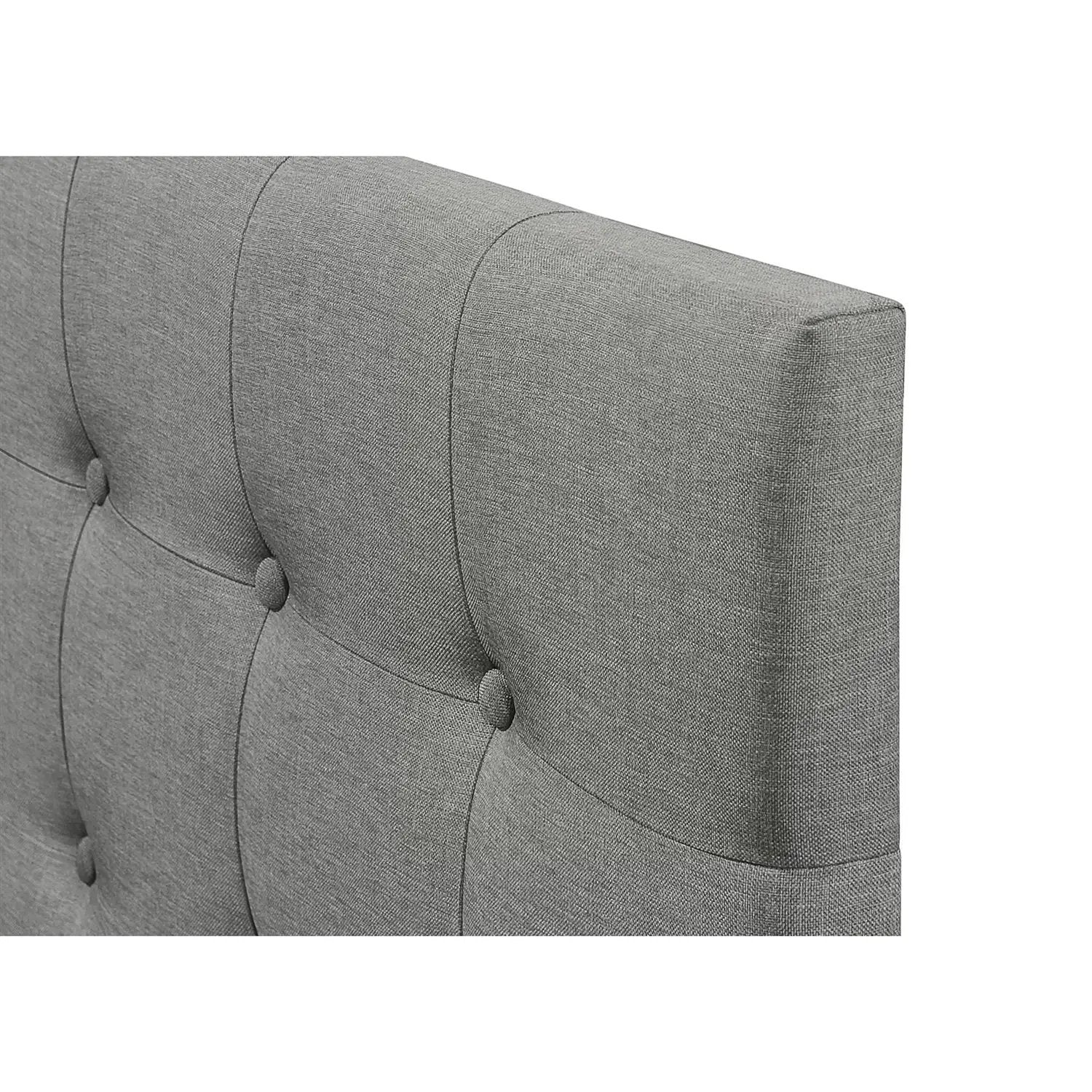 King size Mid-Century Style Button-Tufted Headboard in Grey Upholstered Fabric by HomePacific