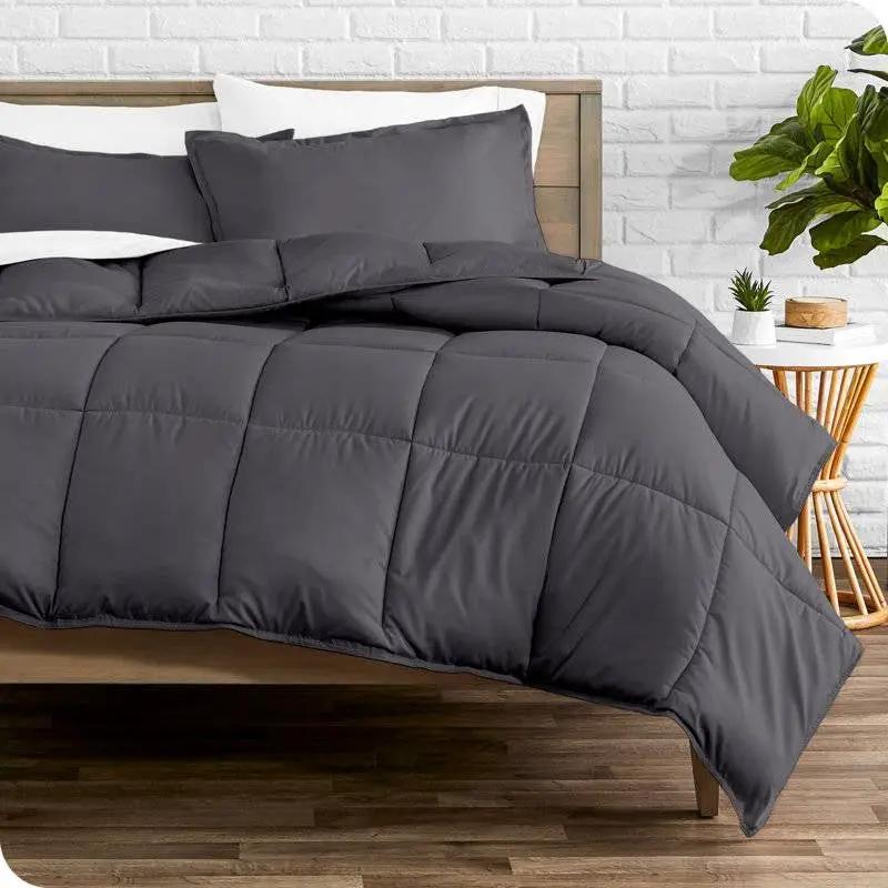 King/Cal King Size All Season Super Soft Down Alternative Comforter Set Grey by HomePacific