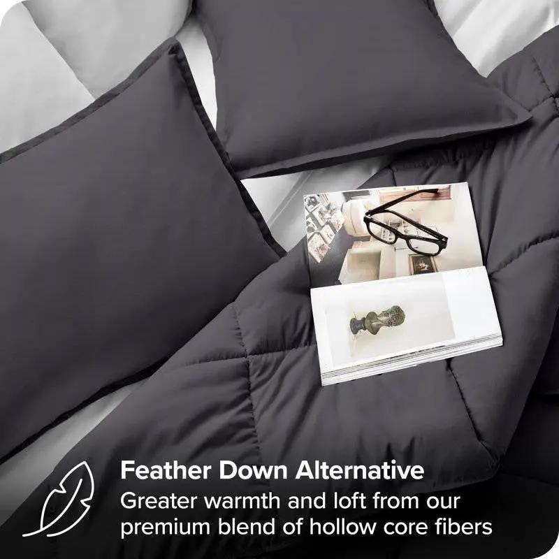 King/Cal King Size All Season Super Soft Down Alternative Comforter Set Grey by HomePacific