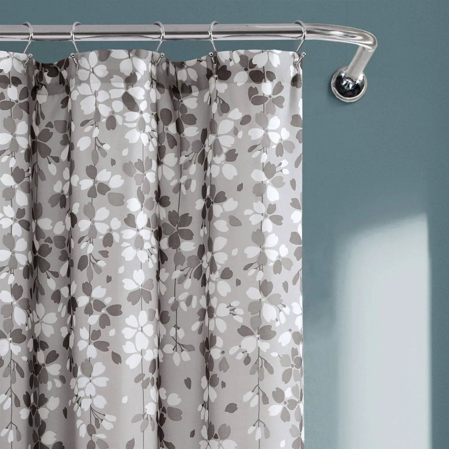 72-inch Grey White Floral Vines and Flowers Shower Curtain by HomePacific