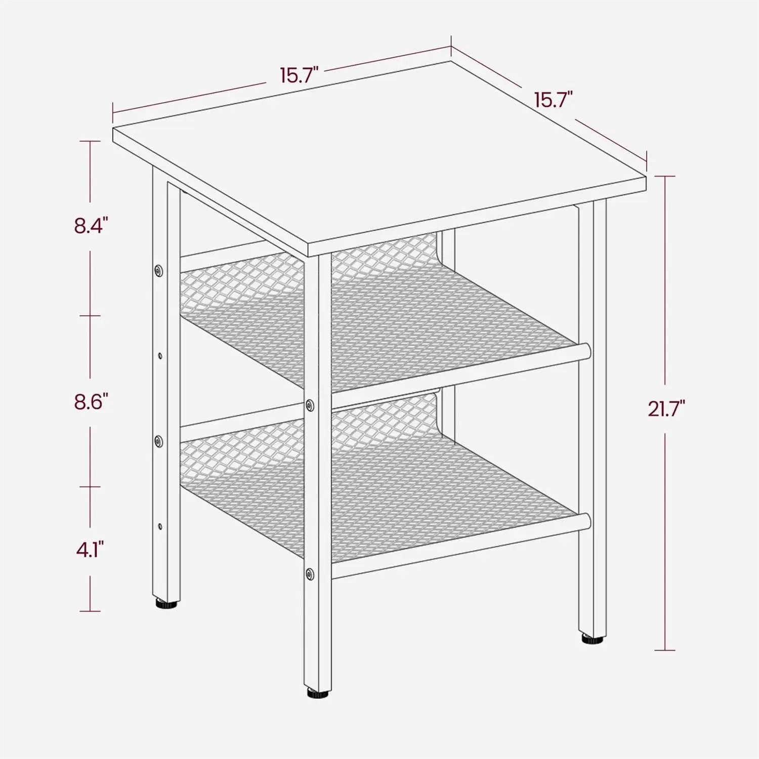 Modern Industrial Side Table Nightstand in Black Metal with Grey Beige Wood Top by HomePacific