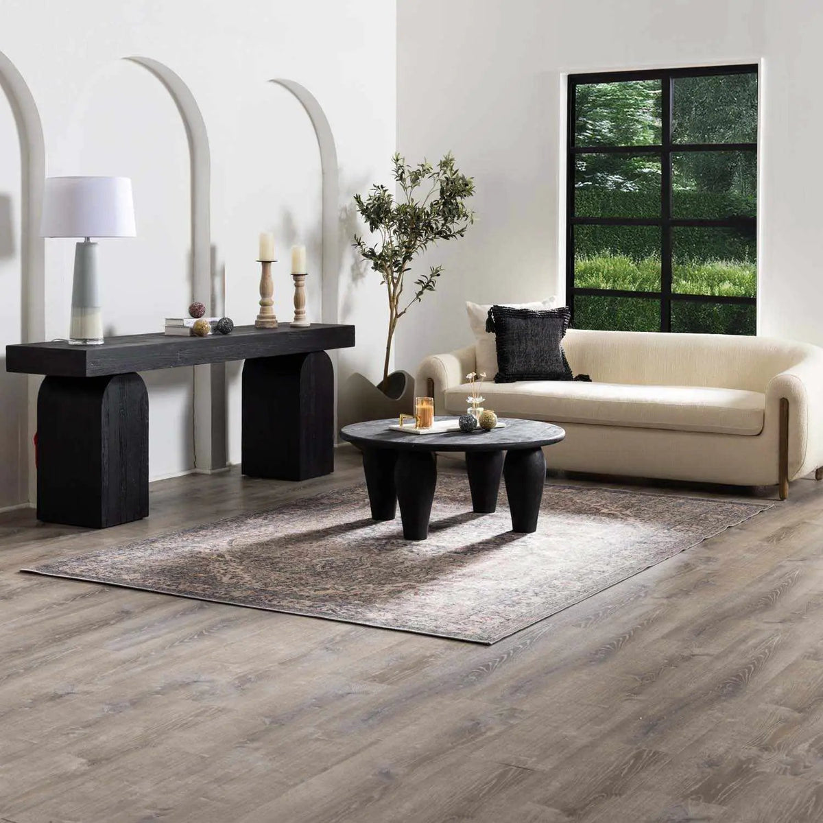Greenpoint Dusty Blue Washable Rug, installed in a room 7