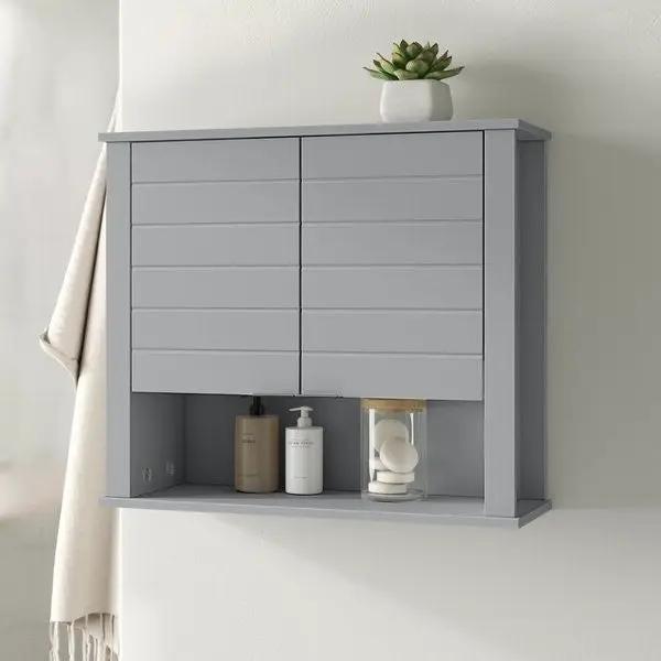Gray 2 Door Wall Mounted Bathroom Storage Cabinet by HomePacific