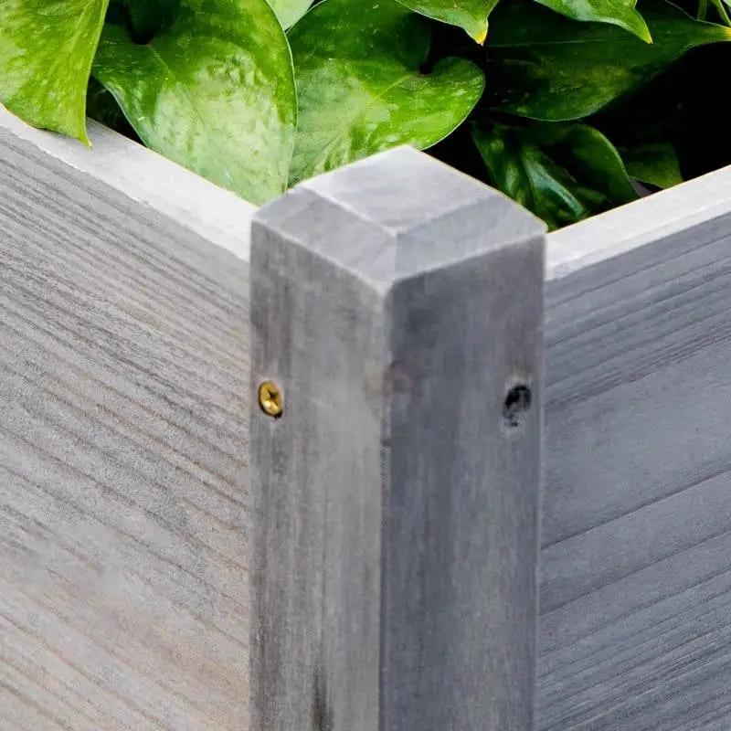 3 Grey Wood Elevated Planter Set Vegetable Herb Flowers Raised Garden Beds by HomePacific