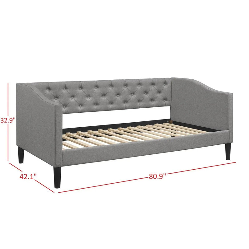 Twin size Modern Grey Fabric Upholstered Button-Tufted Daybed by HomePacific