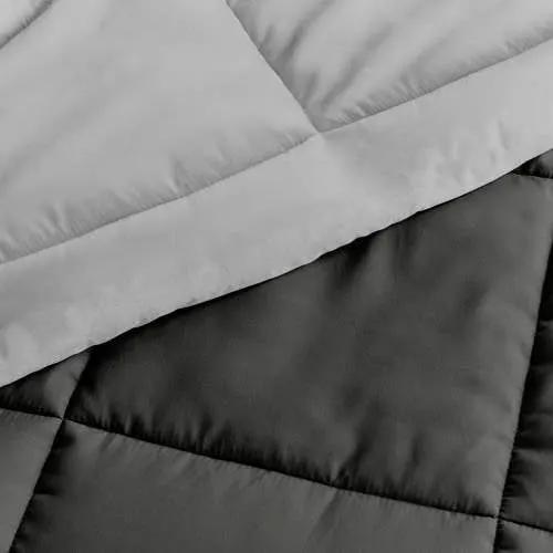 Full/Queen 3-Piece Microfiber Reversible Comforter Set in Grey / Light Grey by HomePacific