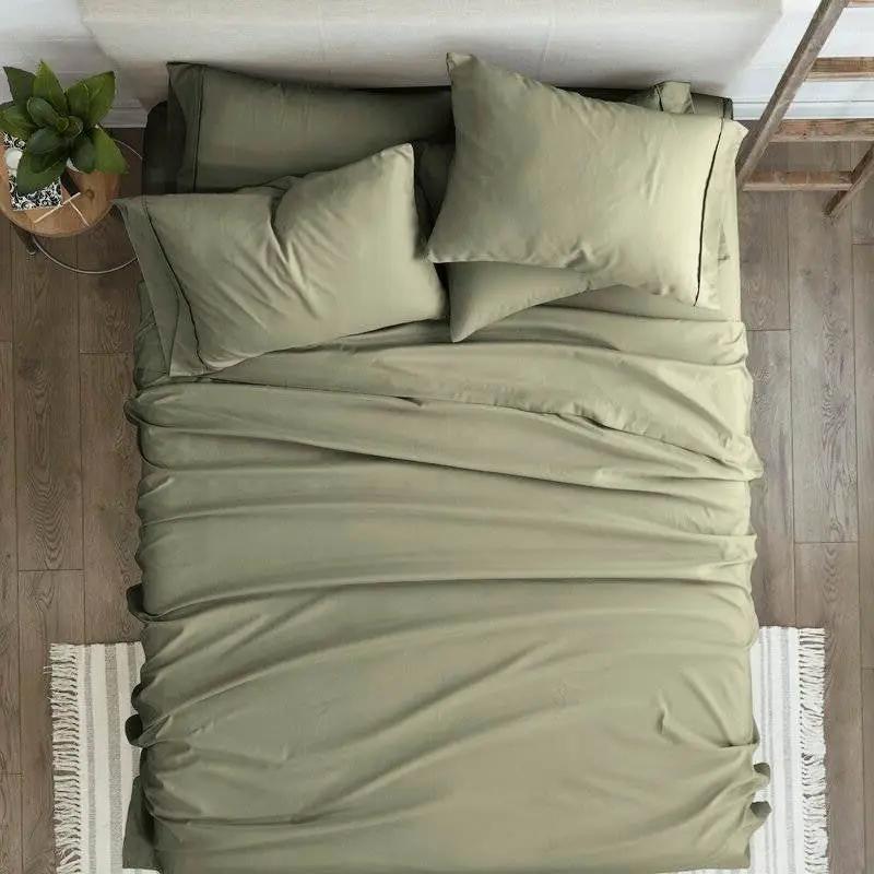 Queen Size Sage 6 PCS Soft Wrinkle Resistant Microfiber Polyester Sheet Set by HomePacific