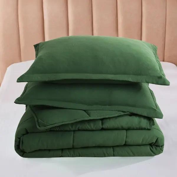 Queen Size Green 3 Piece Microfiber Reversible Comforter Set by HomePacific