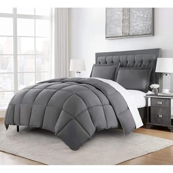 Queen Size Reversible Microfiber Down Alternative Comforter Set in Grey by HomePacific