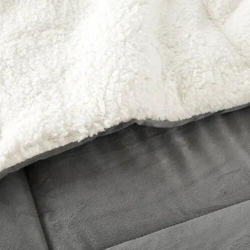 Queen Plush Microfiber Reversible Comforter Set in Grey by HomePacific