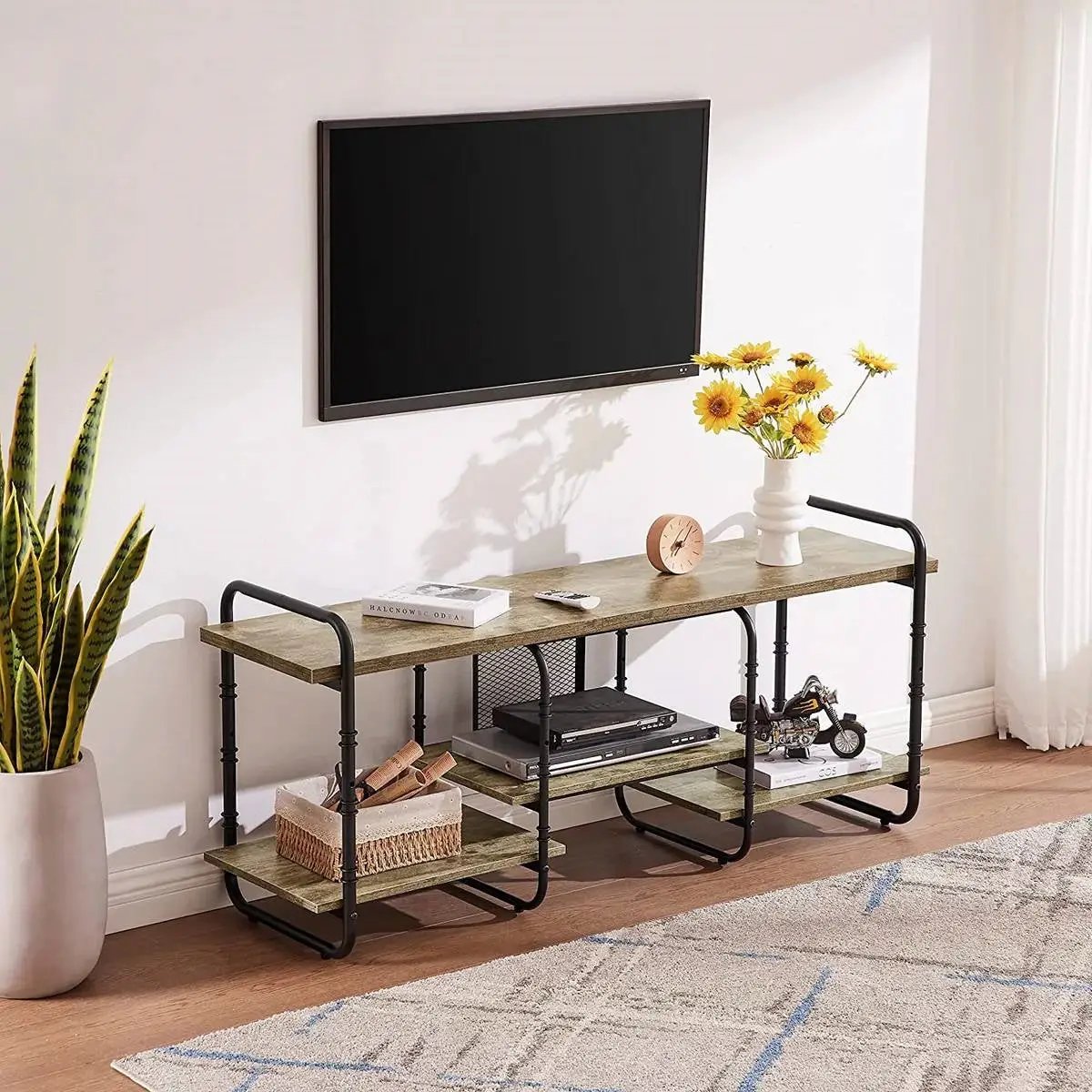 Modern Grey Wood and Metal Entertainment Center TV Stand for TV up to 60-inch by HomePacific