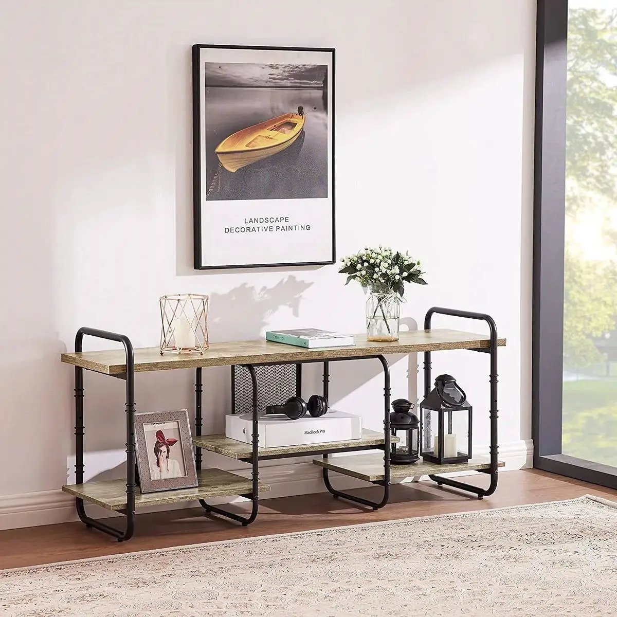Modern Grey Wood and Metal Entertainment Center TV Stand for TV up to 60-inch by HomePacific