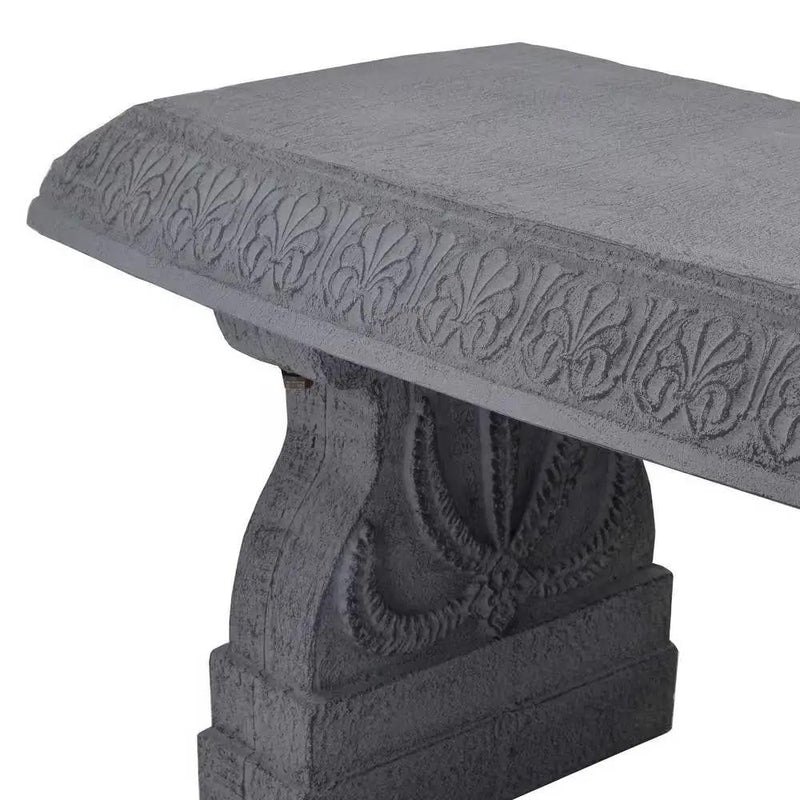 Outdoor Fiber-Clay Garden Bench in Grey Stone Finish by HomePacific