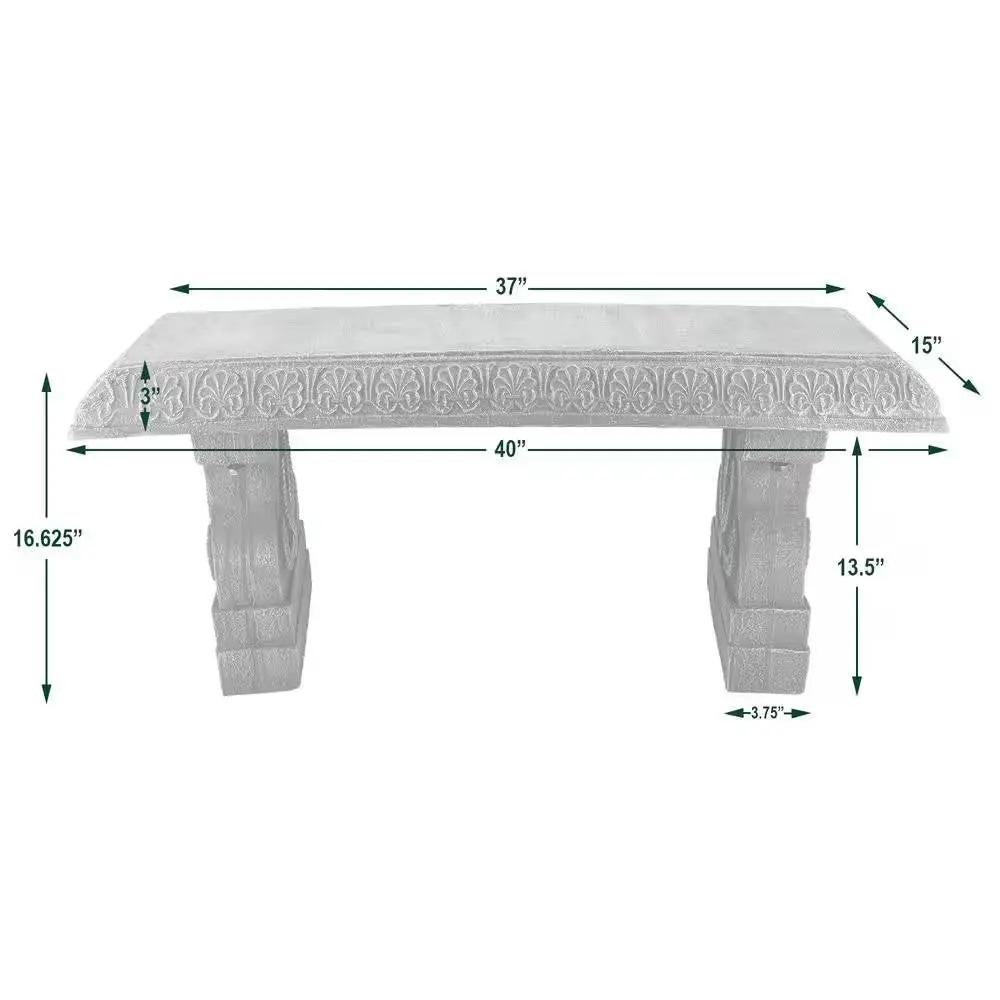 Outdoor Fiber-Clay Garden Bench in Grey Stone Finish by HomePacific