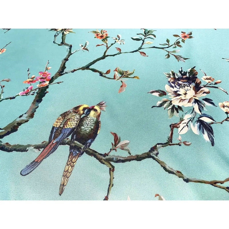72-in. Teal Blue Green Floral Tree Bird Butterfly Japanese Style Shower Curtain by HomePacific