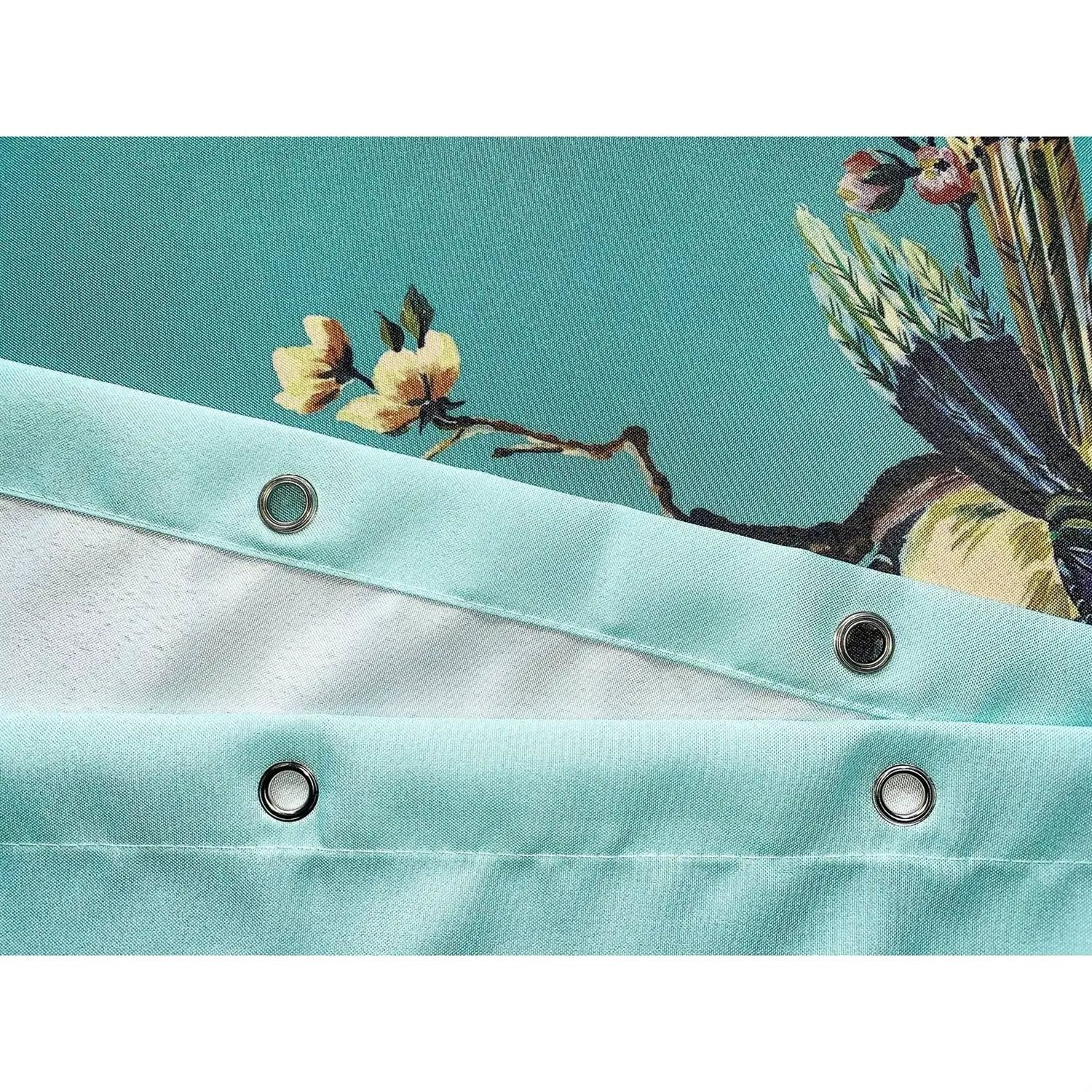72-in. Teal Blue Green Floral Tree Bird Butterfly Japanese Style Shower Curtain by HomePacific