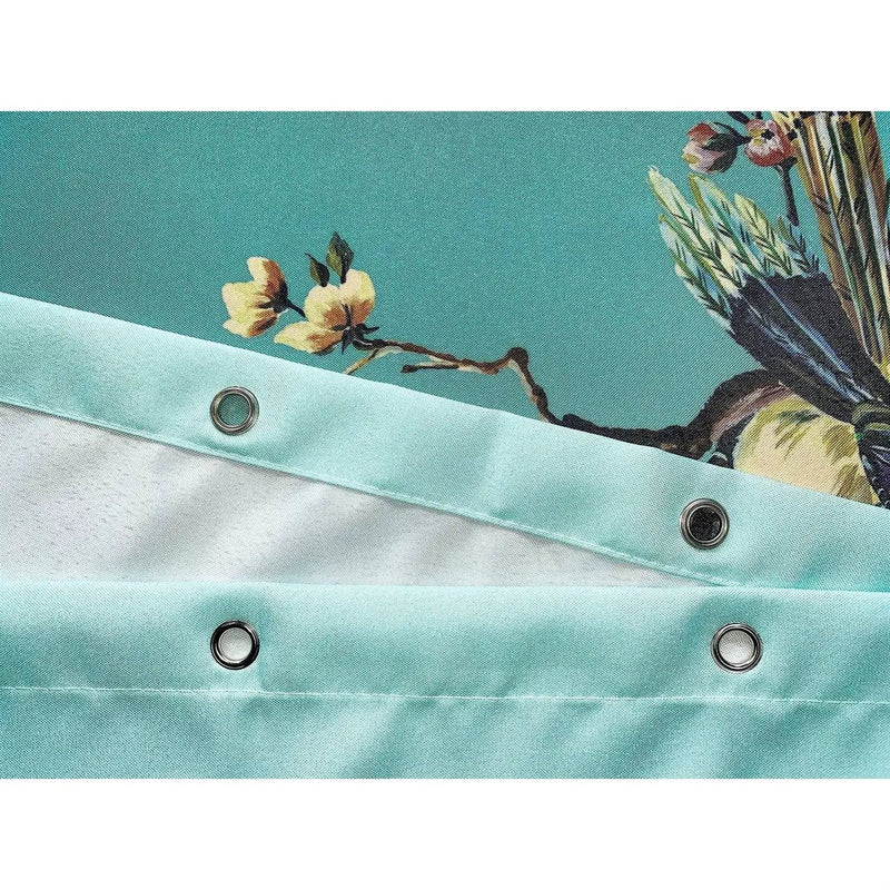 72-in. Teal Blue Green Floral Tree Bird Butterfly Japanese Style Shower Curtain by HomePacific