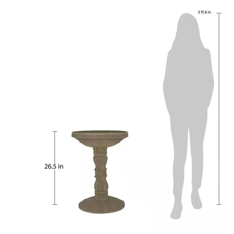 Outdoor Fiberglass Bird Bath in Aged Granite Stone Finish by HomePacific