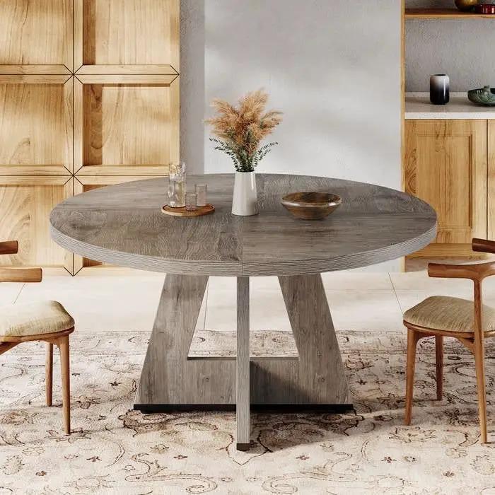 Modern Kitchen 4-Person Circular Dining Table in Grey Wood Finish by HomePacific