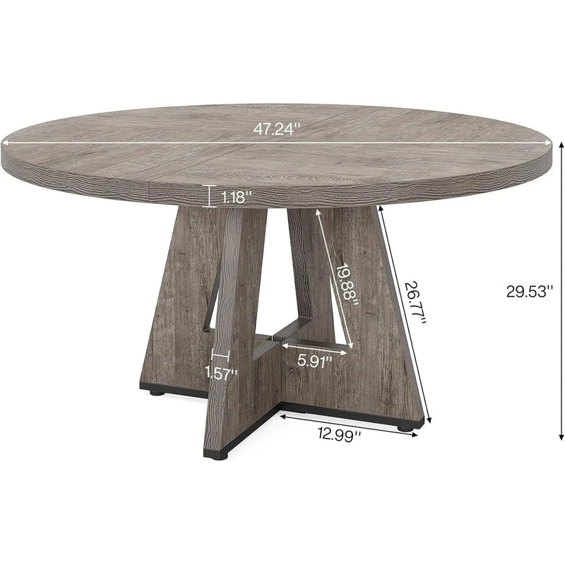 Modern Kitchen 4-Person Circular Dining Table in Grey Wood Finish by HomePacific