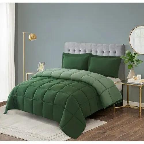 Twin/Twin XL Traditional Microfiber Reversible 3 Piece Comforter Set in Green by HomePacific