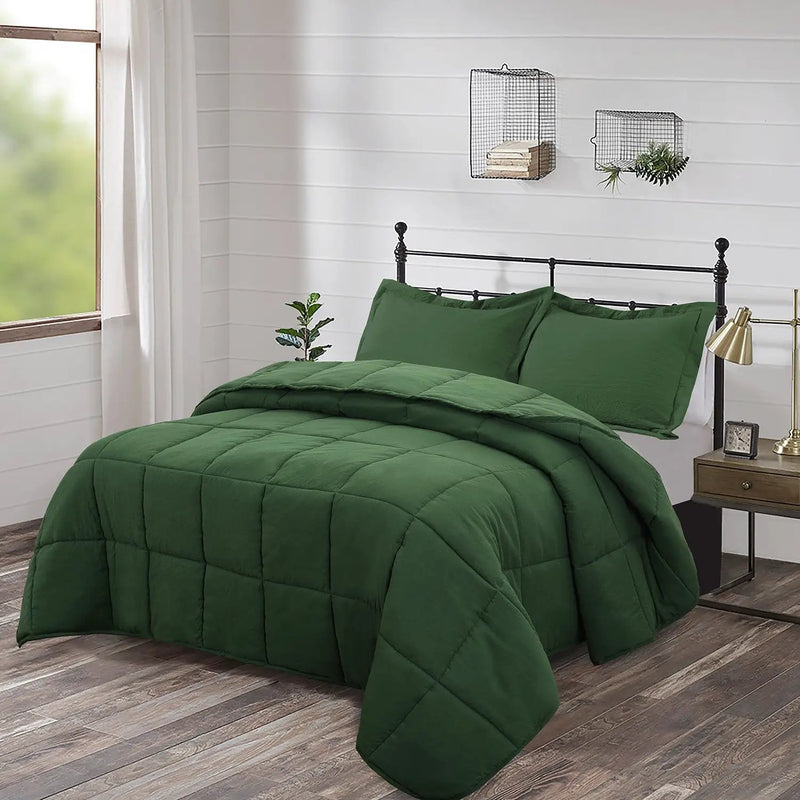 Twin Size Green 3 Piece Microfiber Reversible Comforter Set by HomePacific