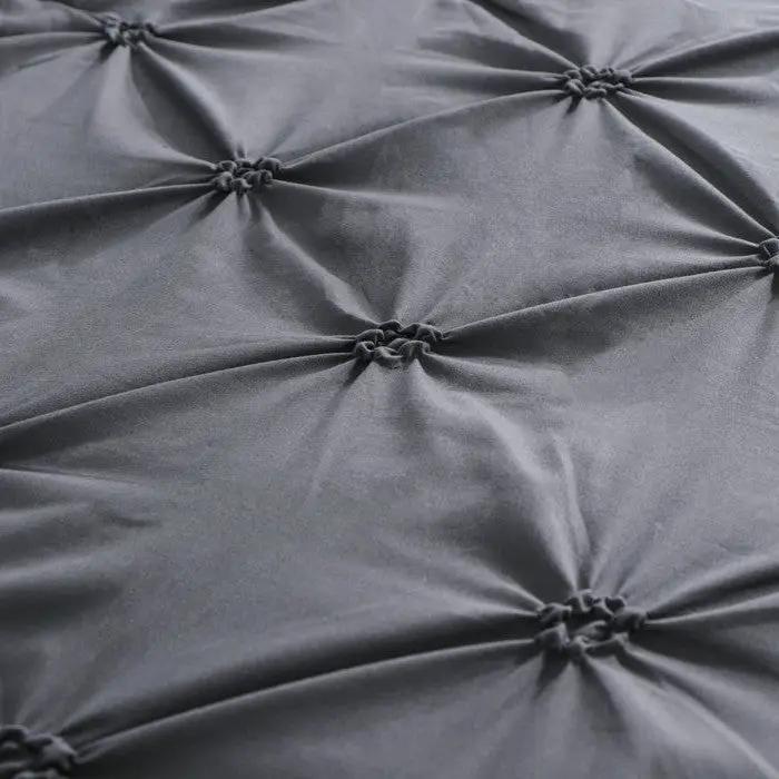 Twin Size All Season Pleated Hypoallergenic Microfiber Reversible 2 Piece Comforter Set in Gray by HomePacific
