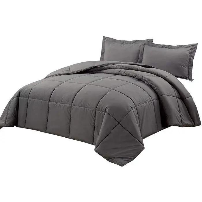 Twin Size Reversible Microfiber Down Alternative Comforter Set in Grey by HomePacific