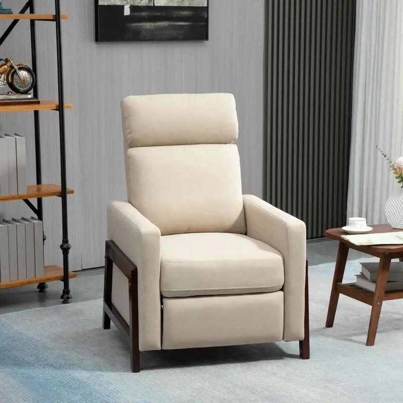 Modern Upholstered Manual Reclining Sofa Chair w/ Armrest and Footrest Grey by HomePacific