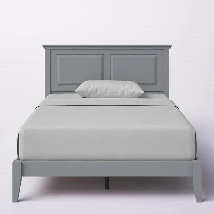 Full Traditional Solid Oak Wooden Platform Bed Frame with Headboard in Grey by HomePacific
