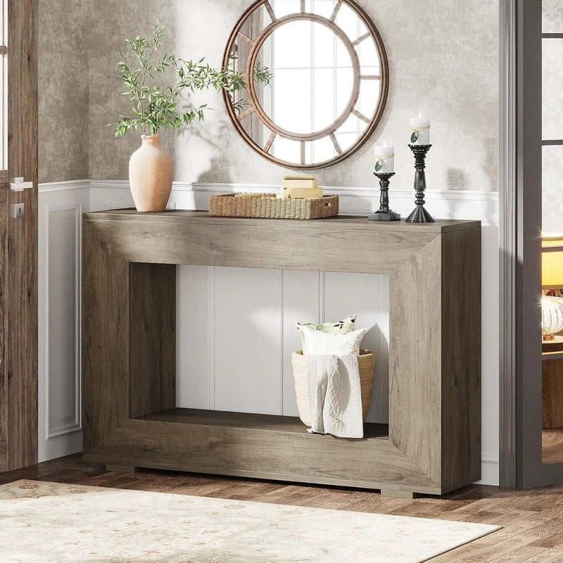 Modern Farmhouse 47-inch Long Entryway / Console Table in Grey Wood Finish by HomePacific