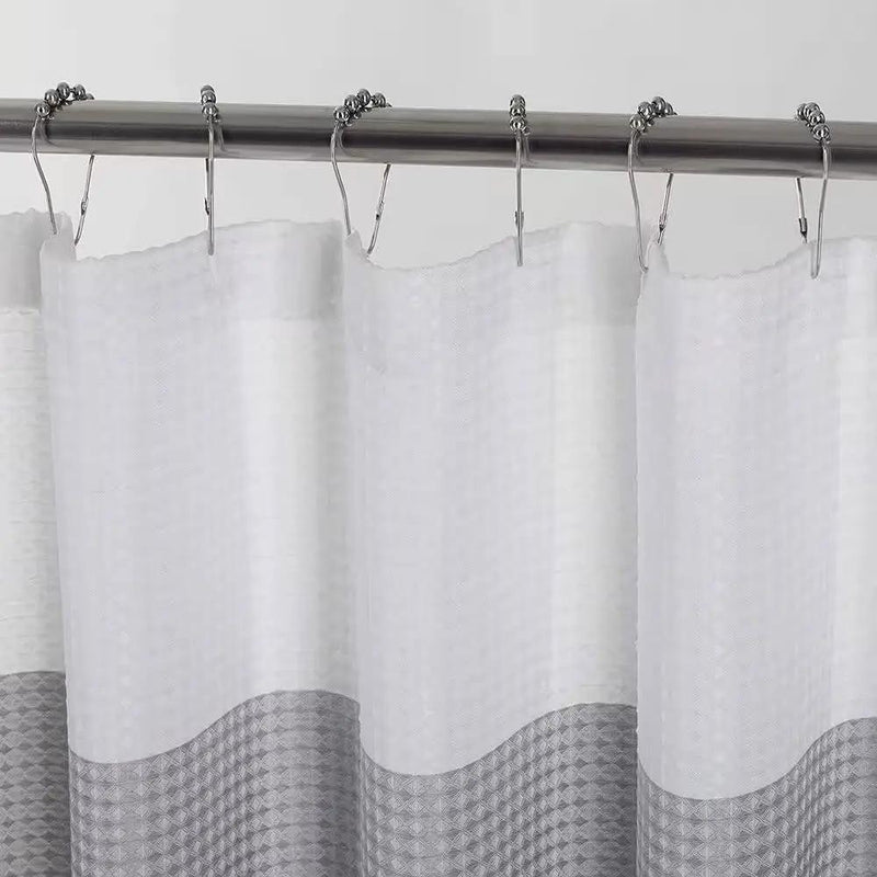 72-inch Grey White Striped Luxurious Textured Polyester Fabric Shower Curtain by HomePacific
