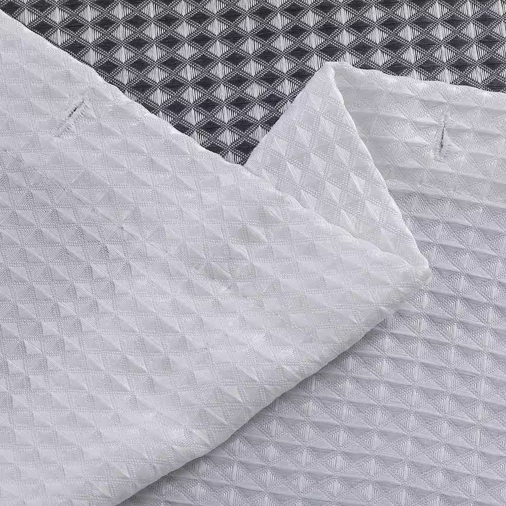 72-inch Grey White Striped Luxurious Textured Polyester Fabric Shower Curtain by HomePacific