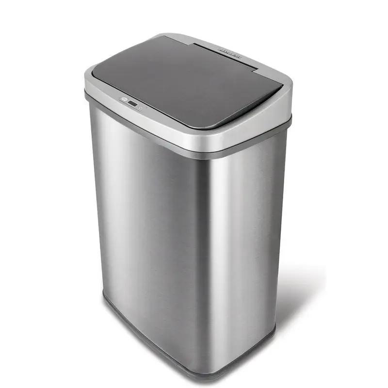 Grey 13-Gallon Stainless Steel Kitchen Trash Can with Motion Sensor Lid by HomePacific