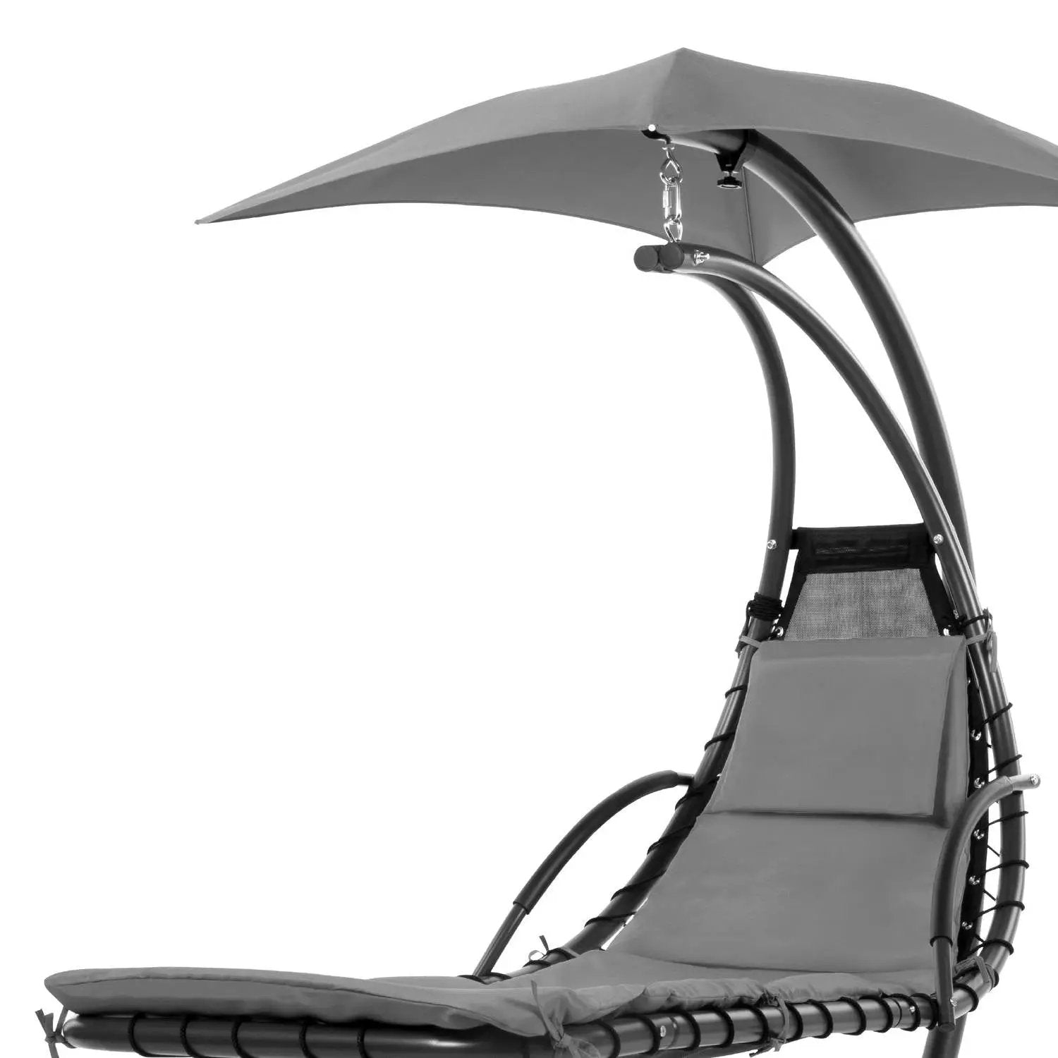 Grey Single Person Sturdy Modern Chaise Lounger Hammock Chair Porch Swing by HomePacific