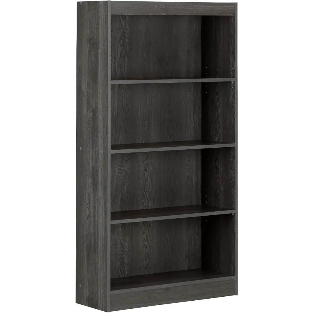 Modern Four Shelf Bookcase in Grey Oak Wood Finish by HomePacific