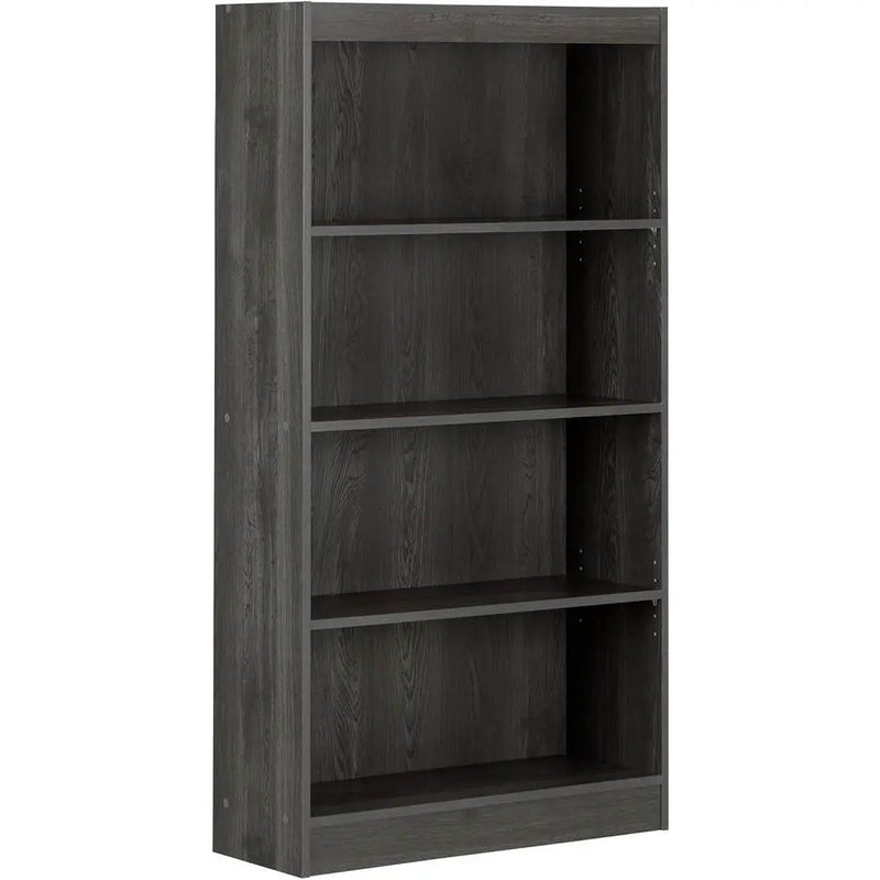 Modern Four Shelf Bookcase in Grey Oak Wood Finish by HomePacific