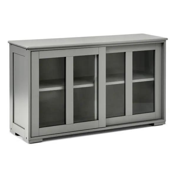 Grey Wood Buffet Kitchen Dining Sideboard Storage Cabinet w/ Glass Sliding Door by HomePacific