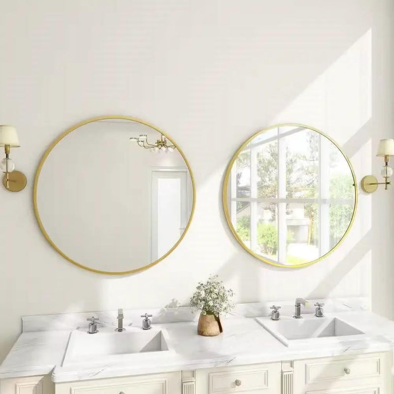 Round 24-inch Circular Bathroom Wall Mirror with Gold Frame by HomePacific