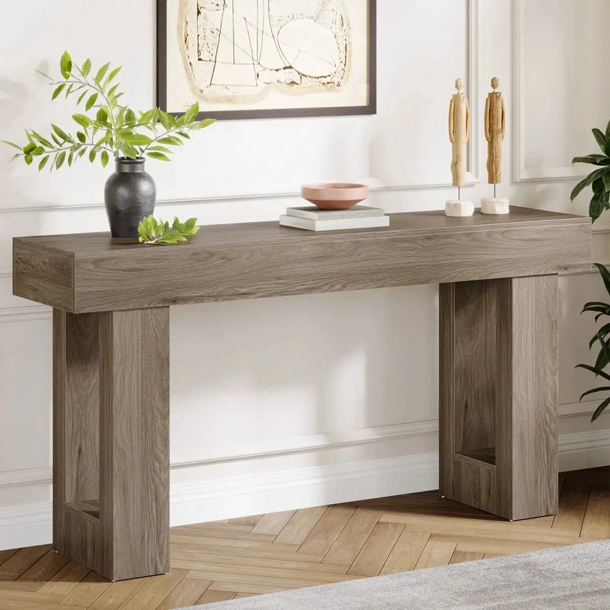 Modern Farmhouse 63-inch Entryway Console Sofa Table in Grey Wood Finish by HomePacific