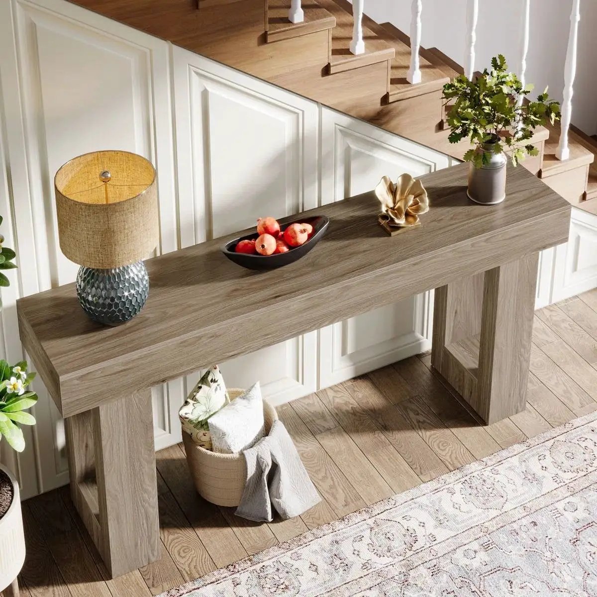 Modern Farmhouse 63-inch Entryway Console Sofa Table in Grey Wood Finish by HomePacific